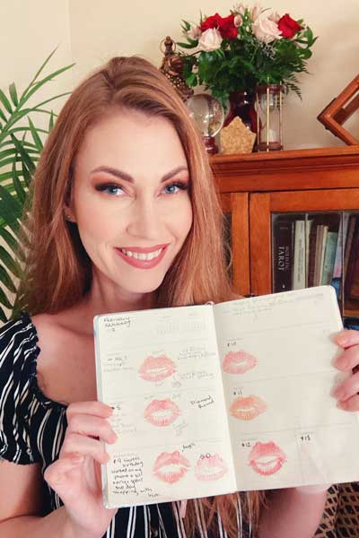 StaarCon presenter Amy Forman displays her lip prints.