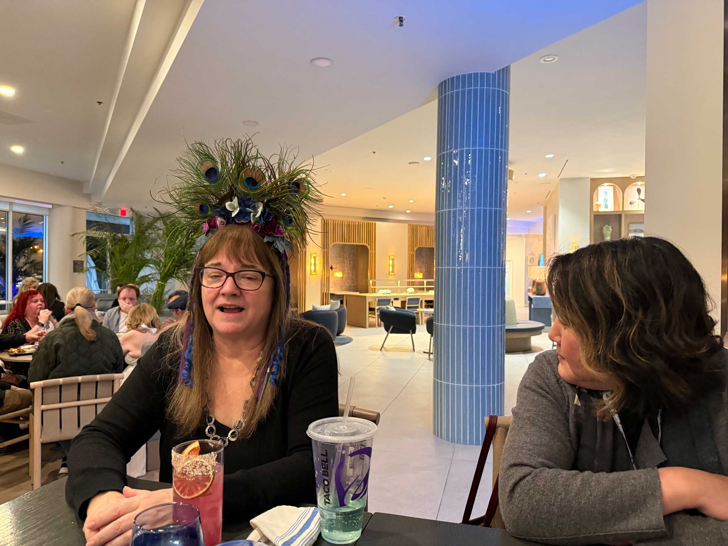 Presenter Karen Winkel and a friend at dinner at StaarCon 5.