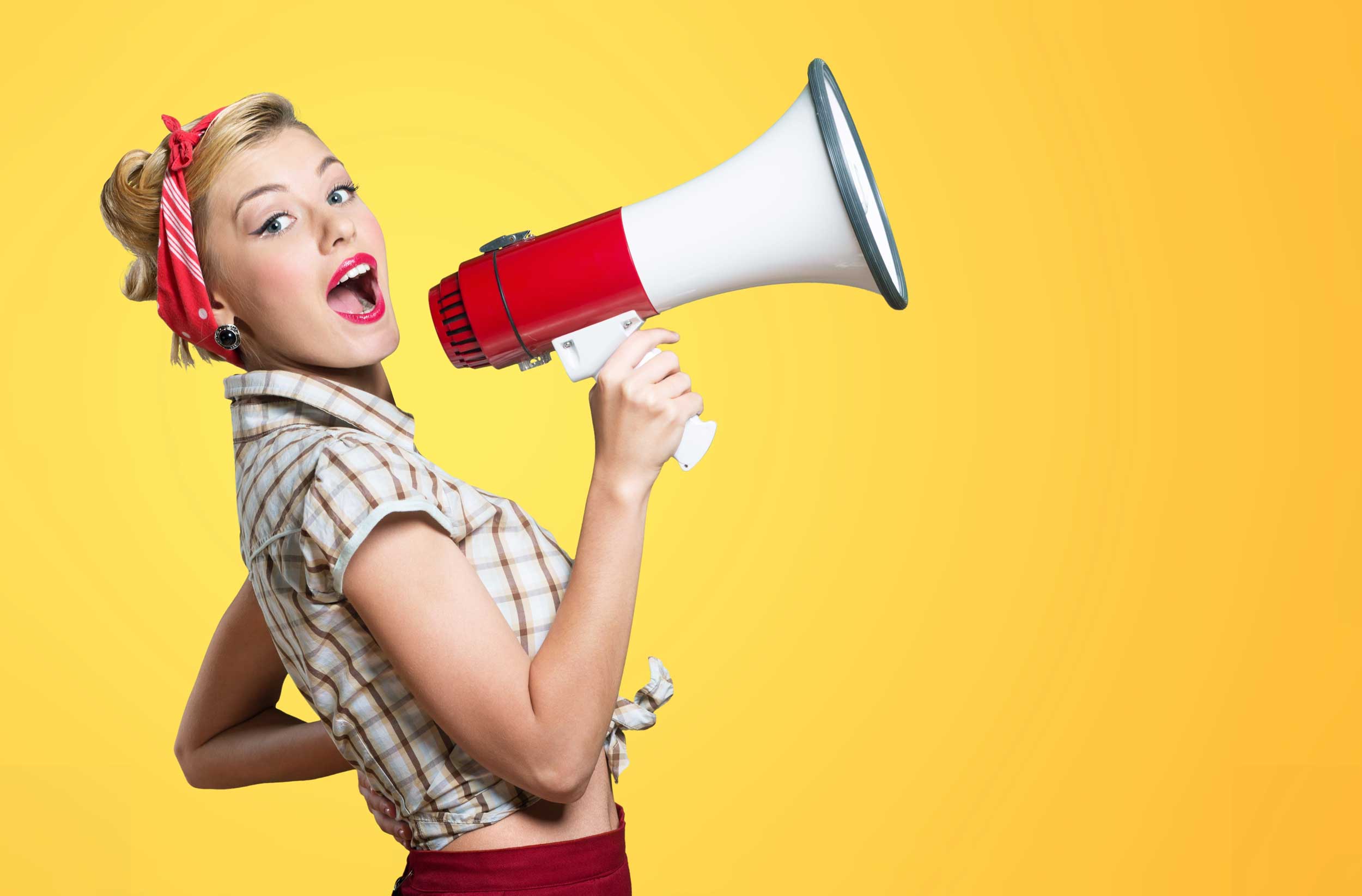 Woman holding a megaphone