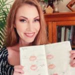 StaarCon presenter Amy Forman displays her lip prints.