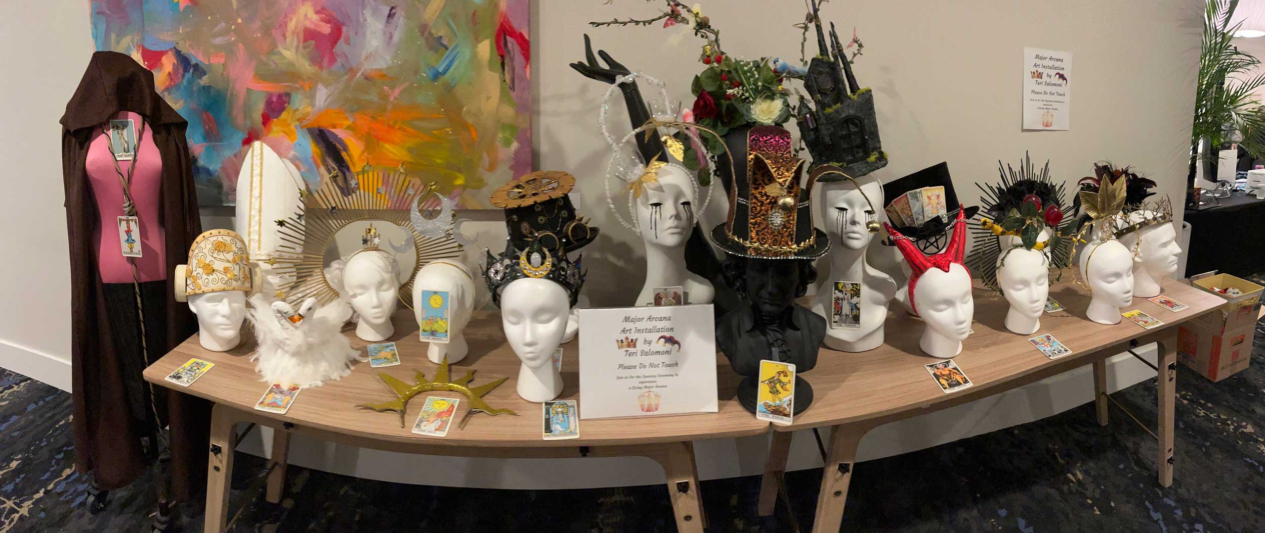 Teri Salomoni's Major Arcana headpieces on display at StaarCon 5.