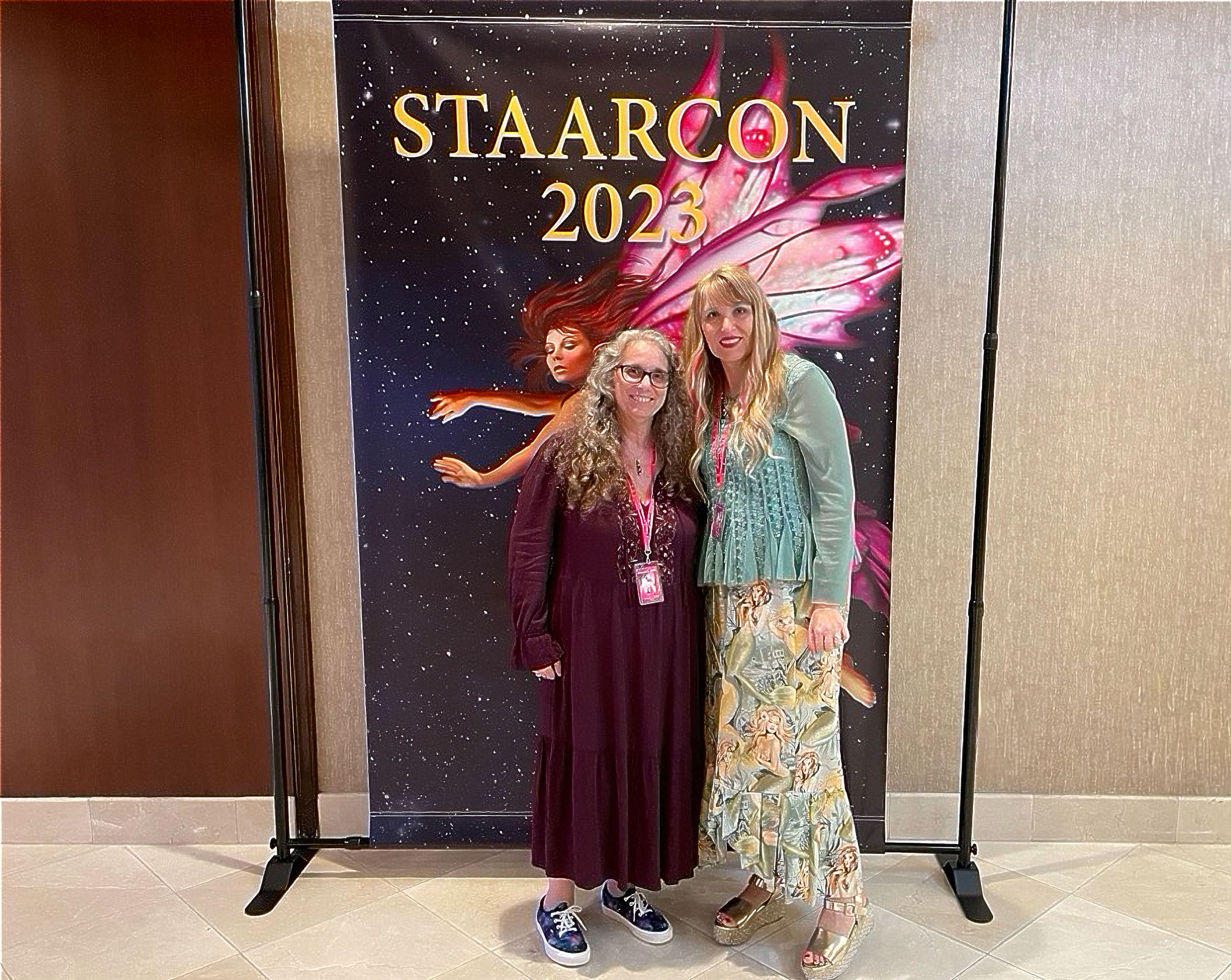 Christiana Gaudet and Dame Darcy at StaarCon 2023.