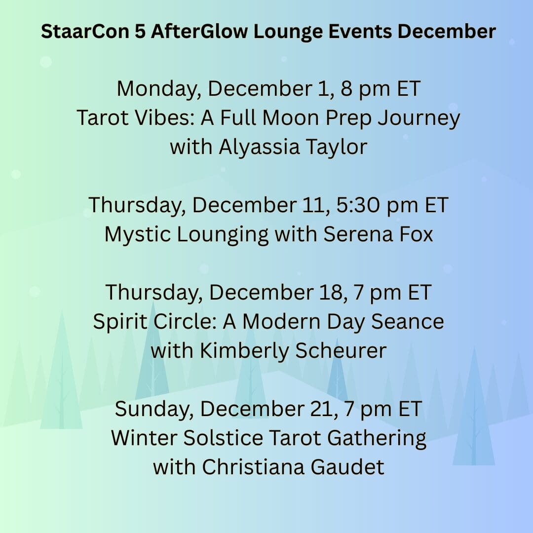 StaarCon 5 AfterGlow Lounge Events for December.